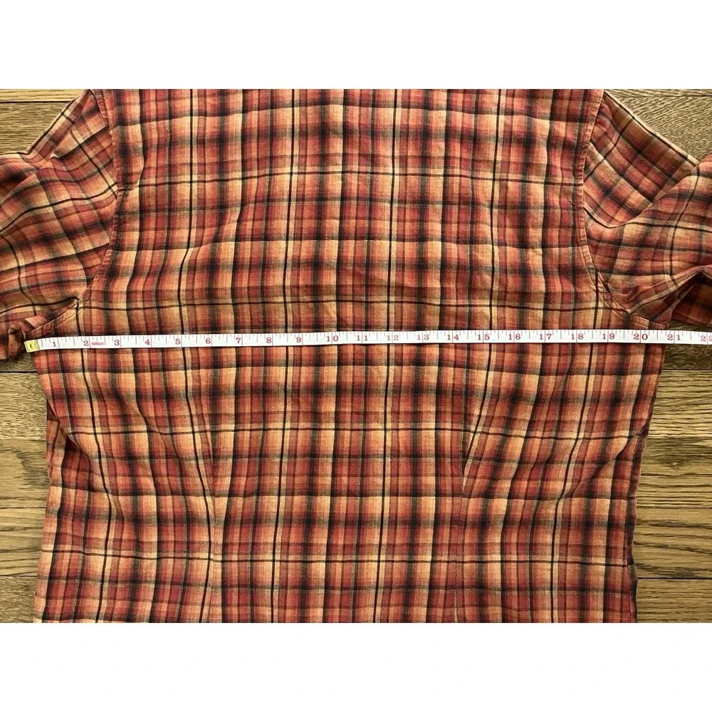 Pendleton Womens 100% Cotton Red Orange Plaid Long Sleeve Shirt Medium - Picture 6 of 9